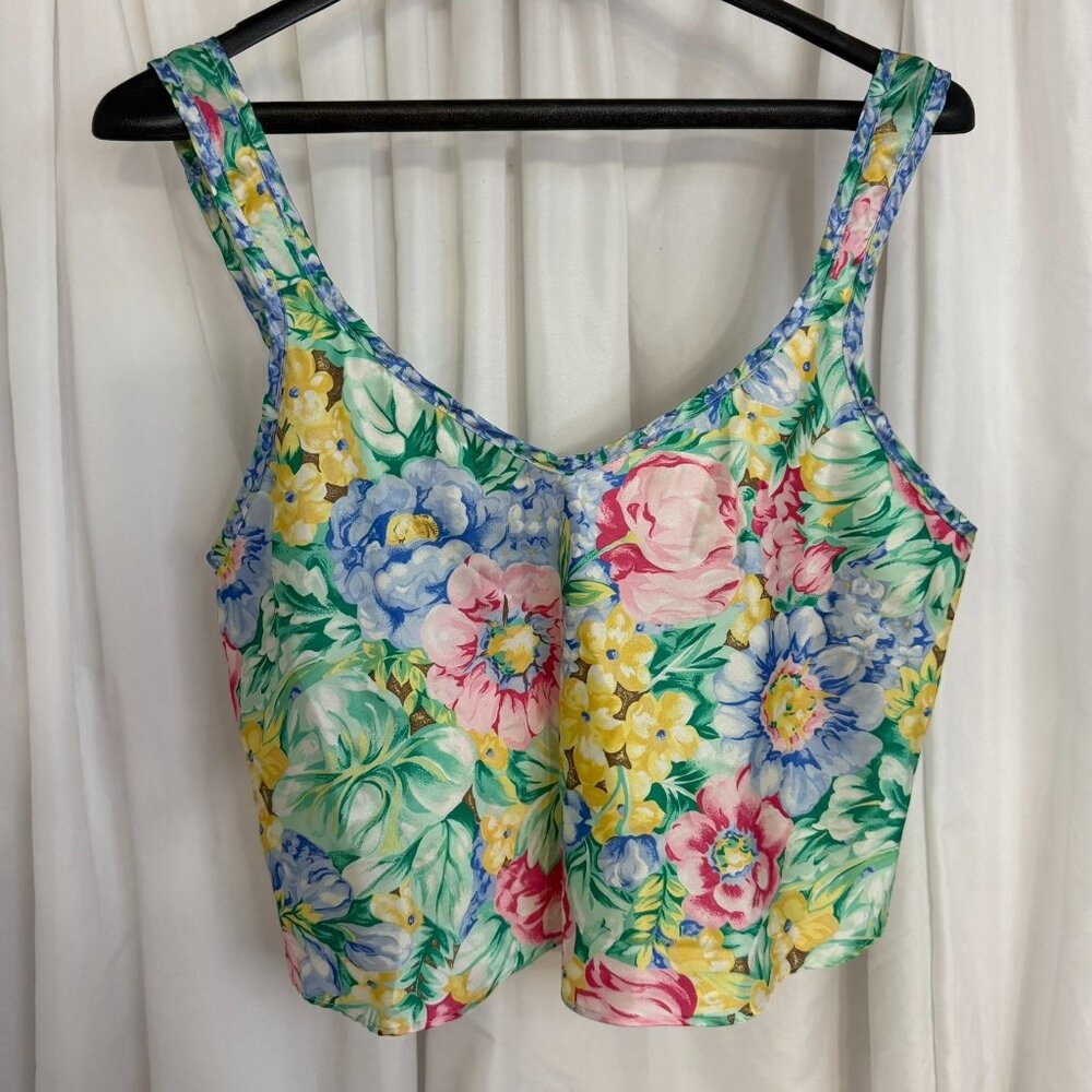 Vintage Sleep Solutions Floral Sleeveless Crop Top Medium Multicolor